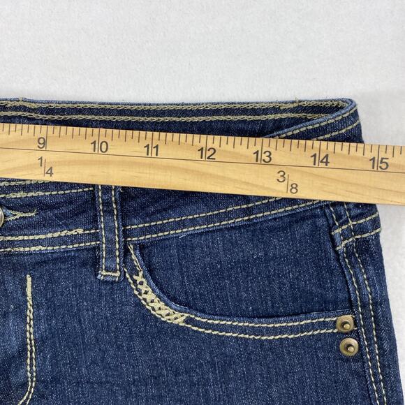 Wishful Park Jean‎ Shorts Junior 7 Dark Wash Roll Up Stretch Jorts Pockets - Picture 6 of 8